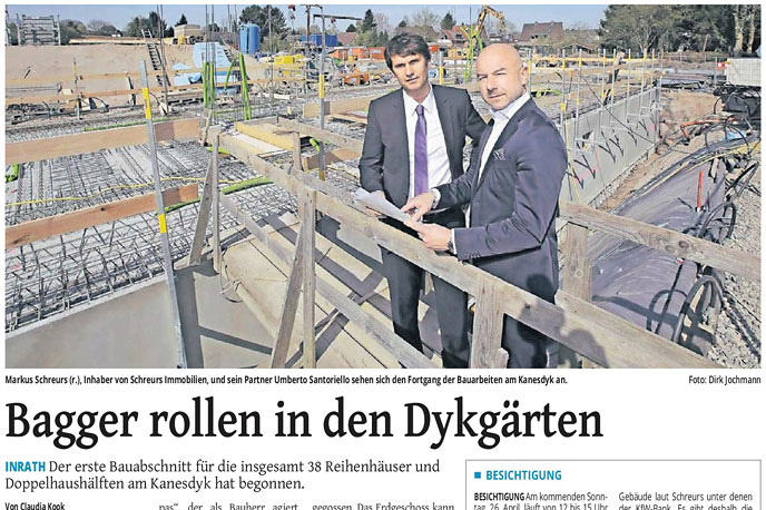 Bagger rollen in den Dykgärten