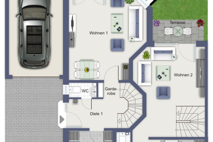 Erdgeschoss Haus und Einliegerwohnung