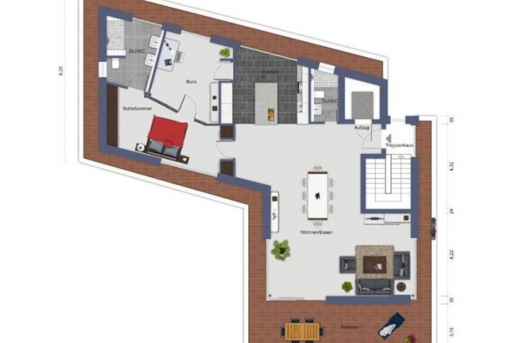 Grundriss 3Zi. mit Küchentür