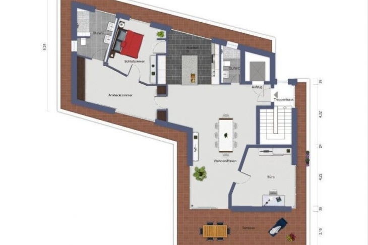 Grundriss 4Zi. mit Küchentür