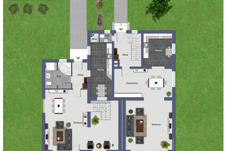 Grundriss EG Haupthaus u. Anbau