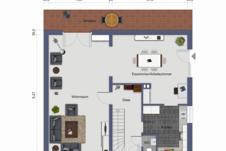Grundriss Ergeschoss Vorderhaus