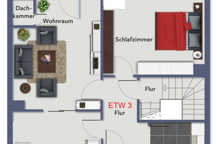 Grundriss ETW 3, Dachgeschoss