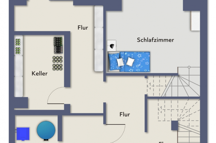 Grundriss Kellergeschoss u. Souterrain