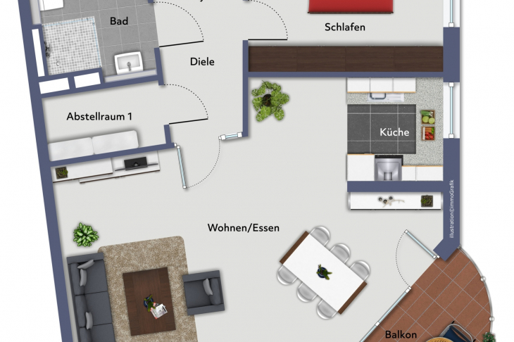 Grundriss Wohnung 1
