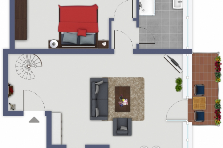 Grundriss Wohnung untere Ebene