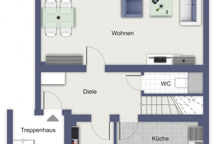 Grundriss-Wohnung untere Ebene 